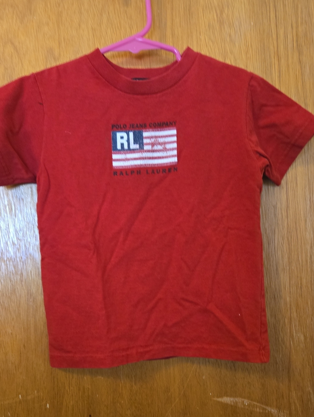 Ralph Lauren Red Short-Sleeve Kids Tee with Flag Logo